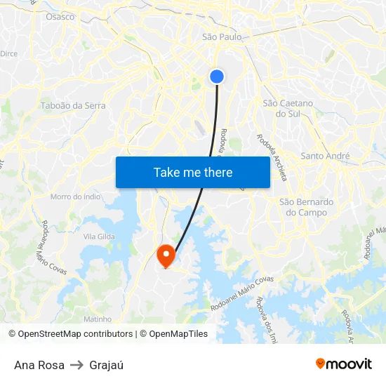 Ana Rosa to Grajaú map