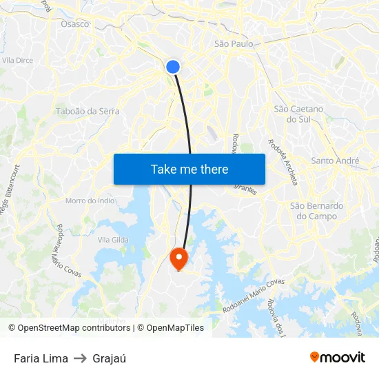 Faria Lima to Grajaú map