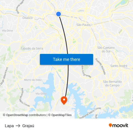 Lapa to Grajaú map