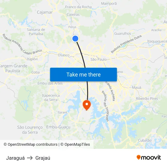 Jaraguá to Grajaú map