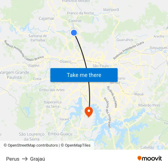 Perus to Grajaú map