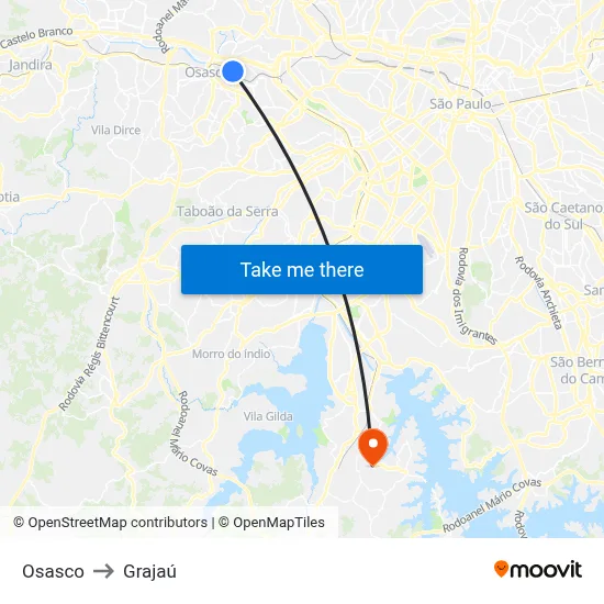 Osasco to Grajaú map