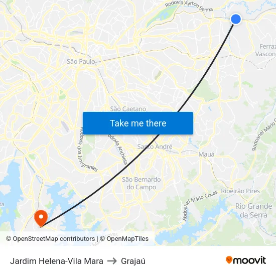 Jardim Helena-Vila Mara to Grajaú map
