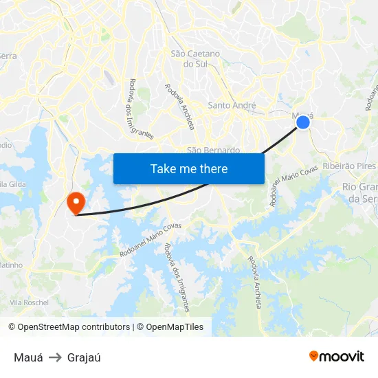 Mauá to Grajaú map