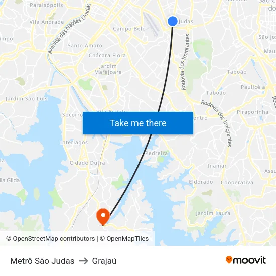 Metrô São Judas to Grajaú map
