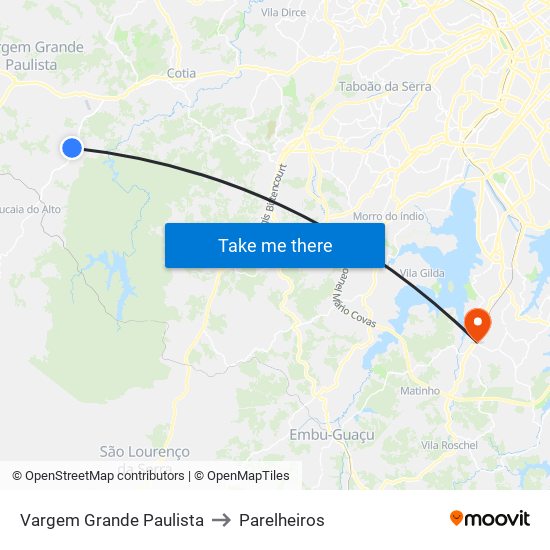 Vargem Grande Paulista to Parelheiros map
