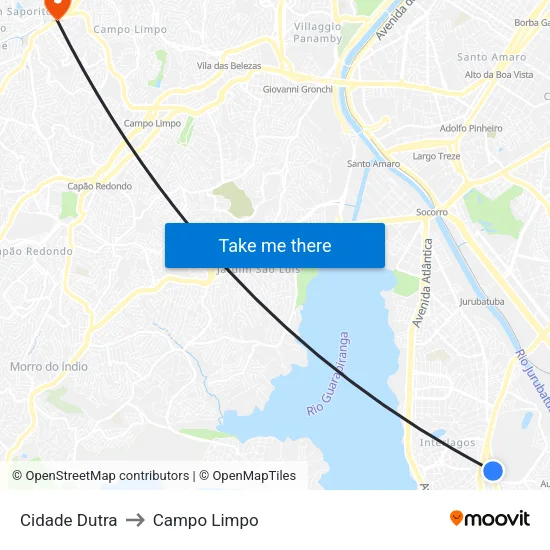 Cidade Dutra to Campo Limpo map