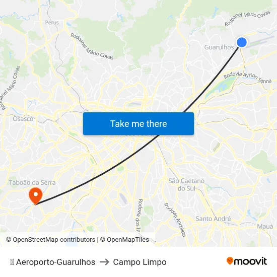 ✈️ Aeroporto-Guarulhos to Campo Limpo map