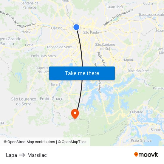 Lapa to Marsilac map