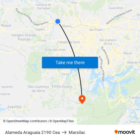 Alameda Araguaia 2190 Cea to Marsilac map