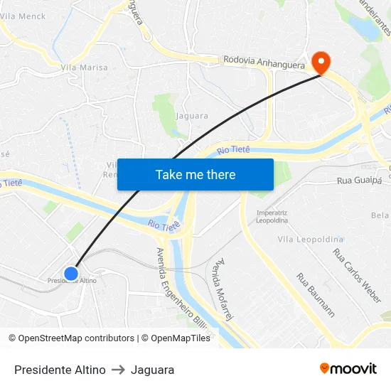 Presidente Altino to Jaguara map