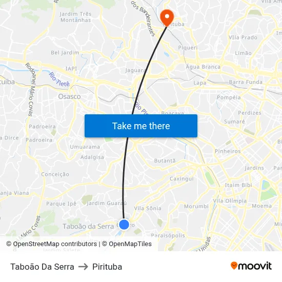 Taboão Da Serra to Pirituba map