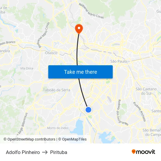 Adolfo Pinheiro to Pirituba map