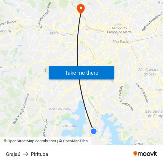 Grajaú to Pirituba map