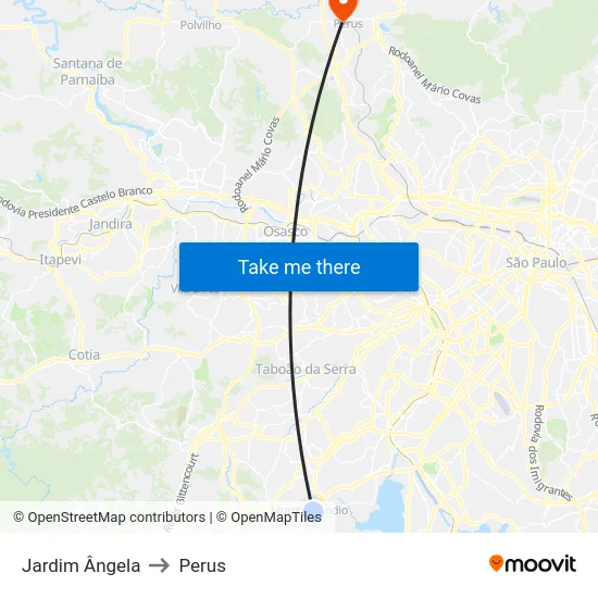 Jardim Ângela to Perus map