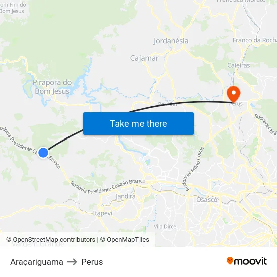 Araçariguama to Perus map