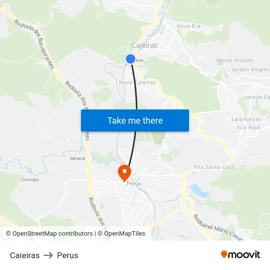 Caieiras to Perus map