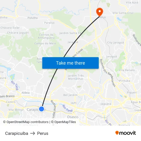 Carapicuíba to Perus map