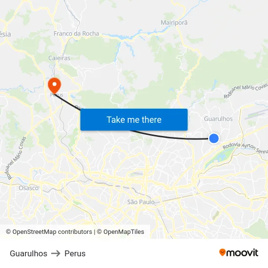 Guarulhos to Perus map