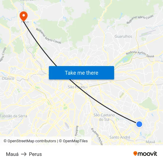 Mauá to Perus map