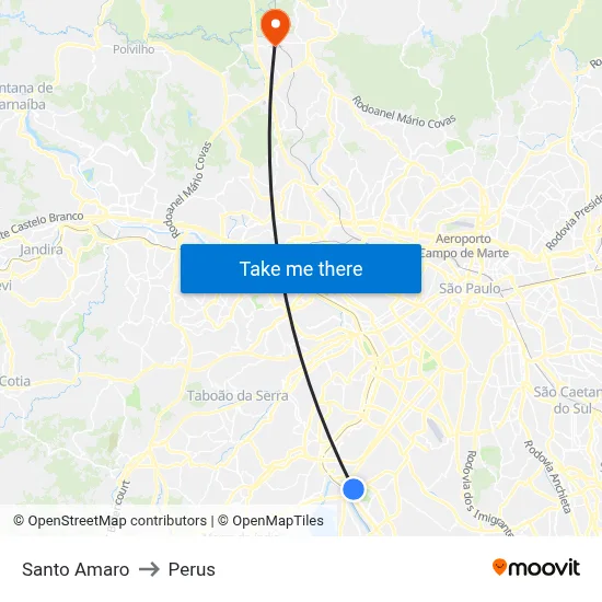 Santo Amaro to Perus map
