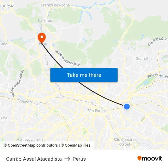 Carrão-Assaí Atacadista to Perus map