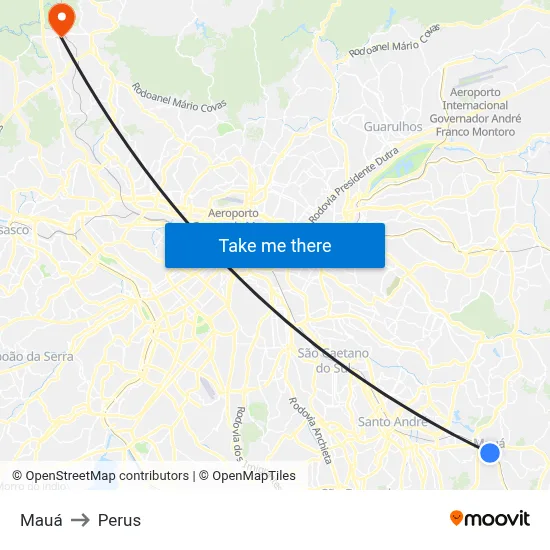 Mauá to Perus map