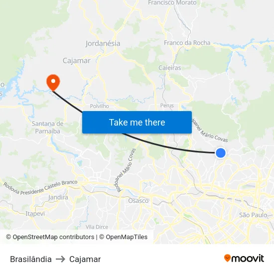 Brasilândia to Cajamar map