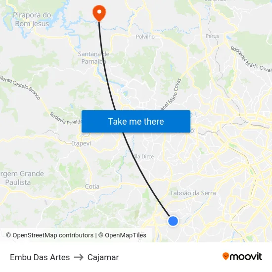 Embu Das Artes to Cajamar map