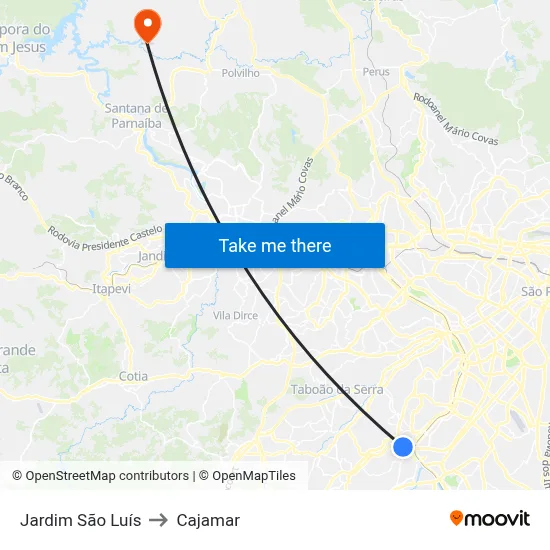 Jardim São Luís to Cajamar map
