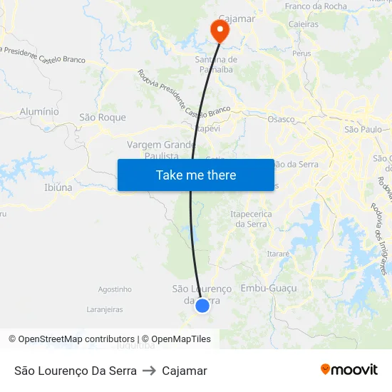 São Lourenço Da Serra to Cajamar map