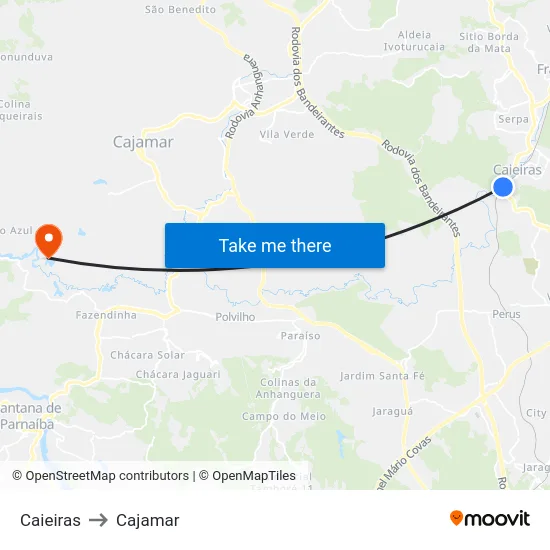 Caieiras to Cajamar map