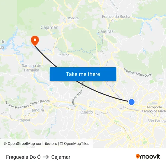Freguesia Do Ó to Cajamar map