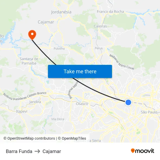 Barra Funda to Cajamar map