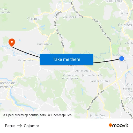Perus to Cajamar map