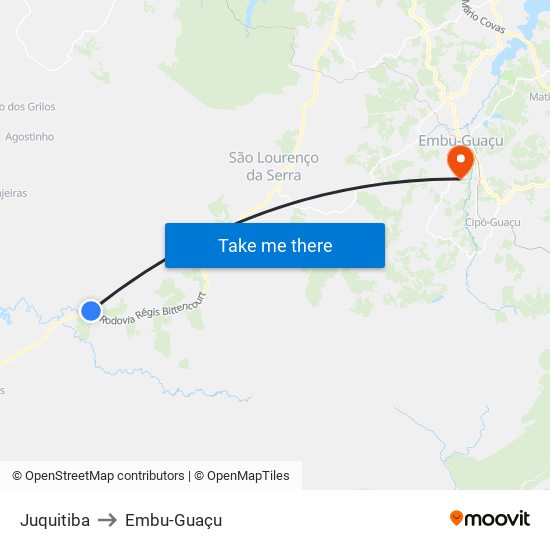 Juquitiba to Embu-Guaçu map