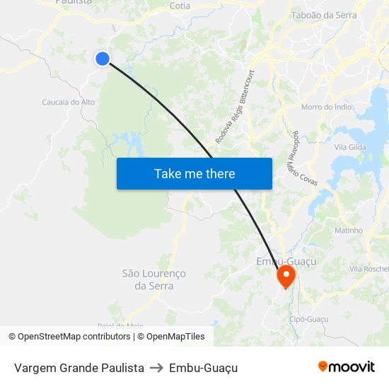 Vargem Grande Paulista to Embu-Guaçu map