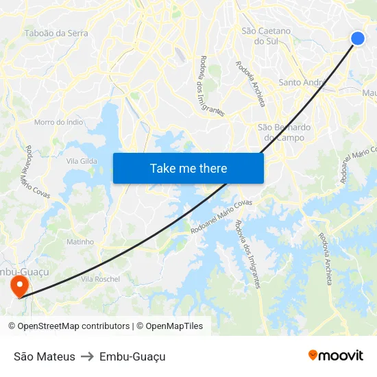 São Mateus to Embu-Guaçu map