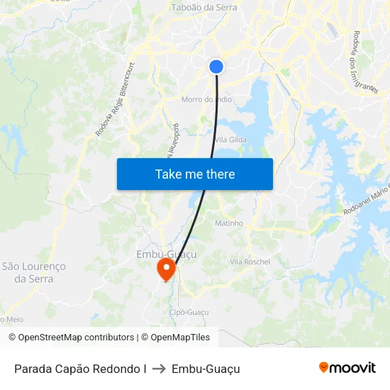 Parada Capão Redondo I to Embu-Guaçu map