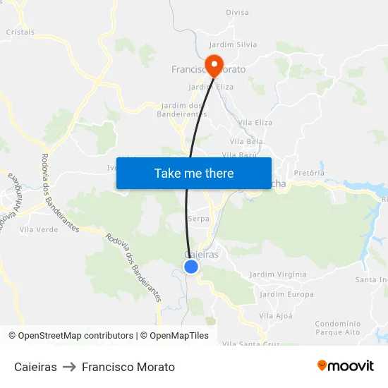 Caieiras to Francisco Morato map