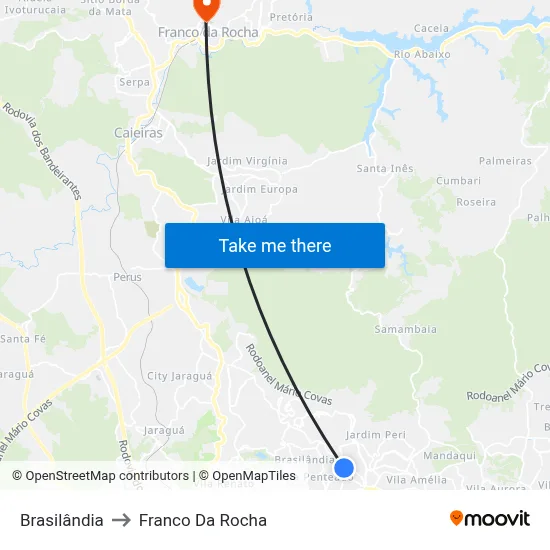 Brasilândia to Franco Da Rocha map