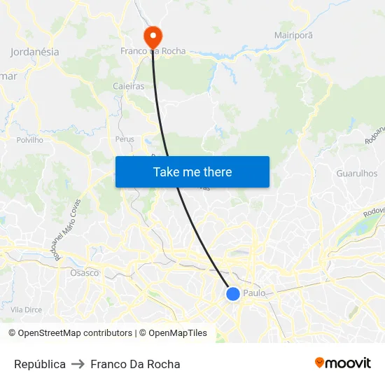 República to Franco Da Rocha map