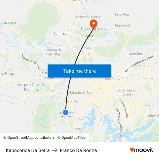 Itapecerica Da Serra to Franco Da Rocha map