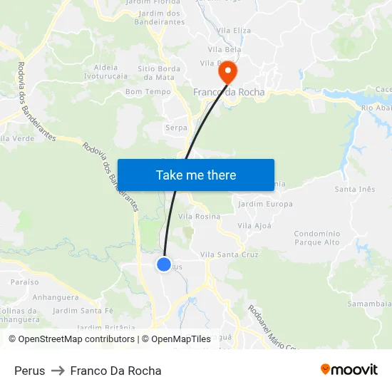 Perus to Franco Da Rocha map