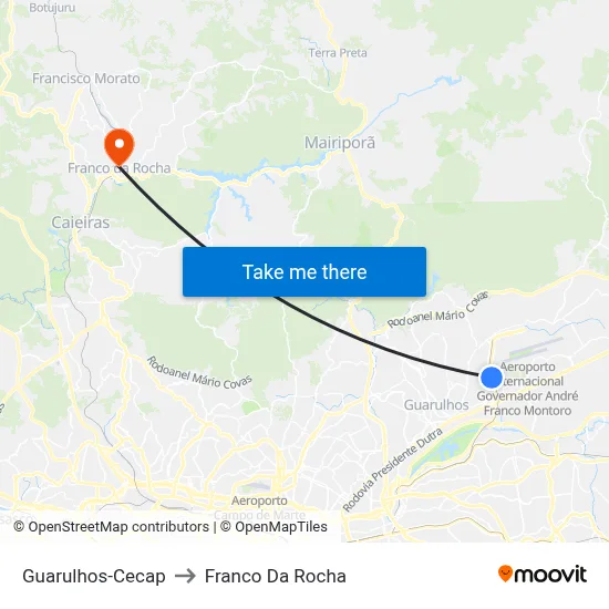 Guarulhos-Cecap to Franco Da Rocha map