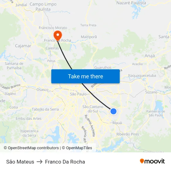 São Mateus to Franco Da Rocha map