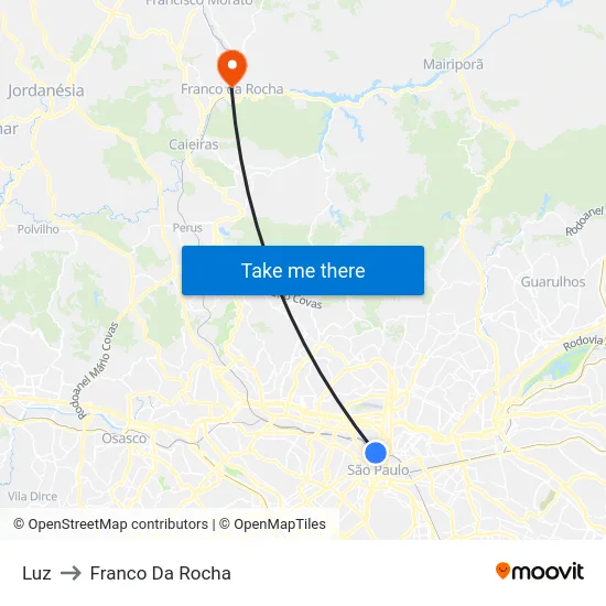 Luz to Franco Da Rocha map