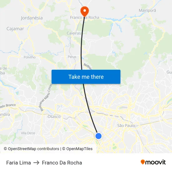 Faria Lima to Franco Da Rocha map