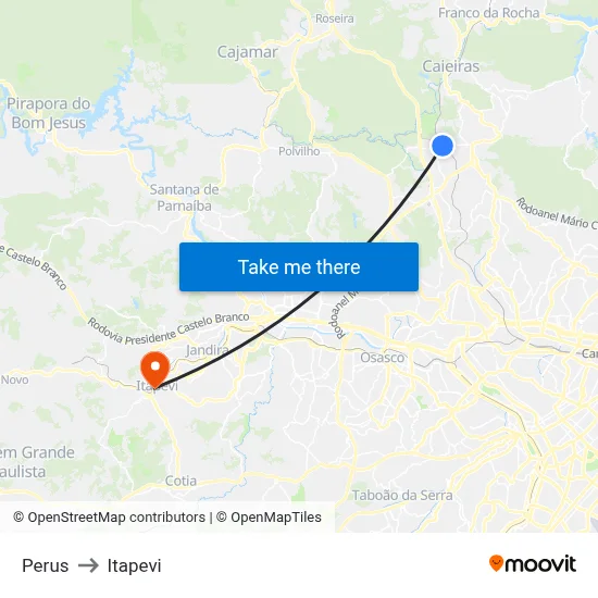 Perus to Itapevi map
