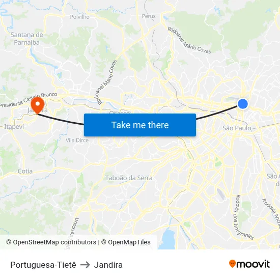 Portuguesa-Tietê to Jandira map